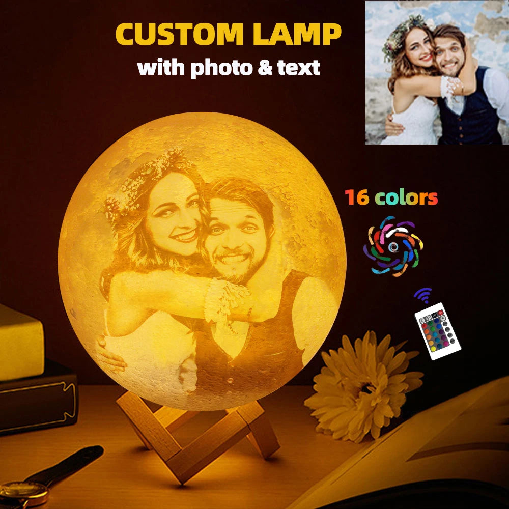 3D Printing Moon Lamp Personalized Photo Text Valentine's gift