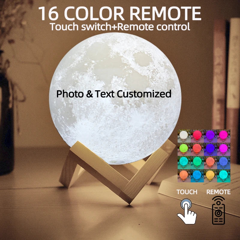 3D Printing Moon Lamp Personalized Photo Text Valentine's gift