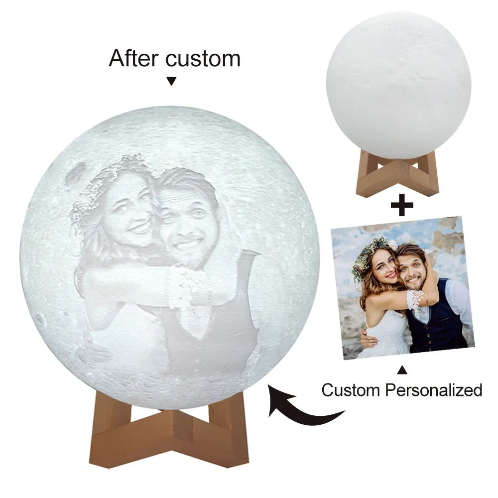 3D Printing Moon Lamp Personalized Photo Text Valentine's gift