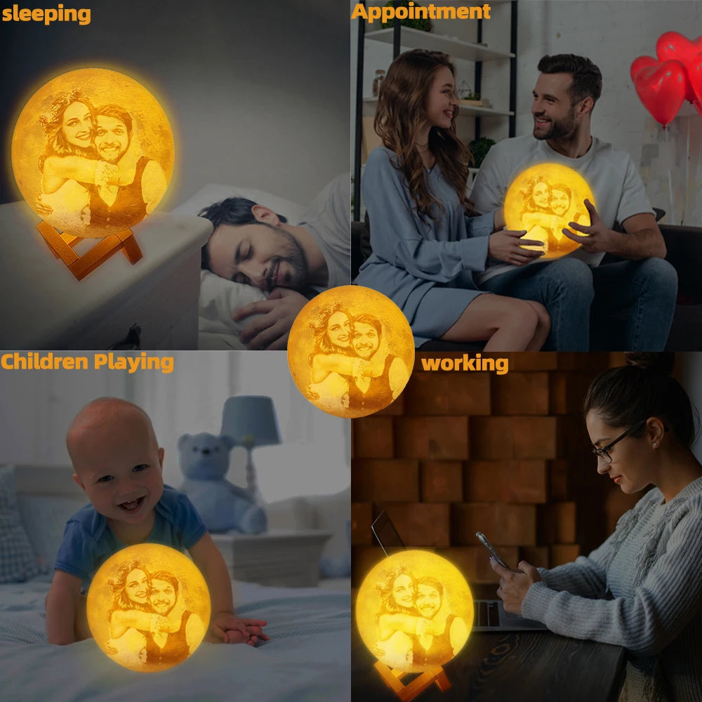 3D Printing Moon Lamp Personalized Photo Text Valentine's gift