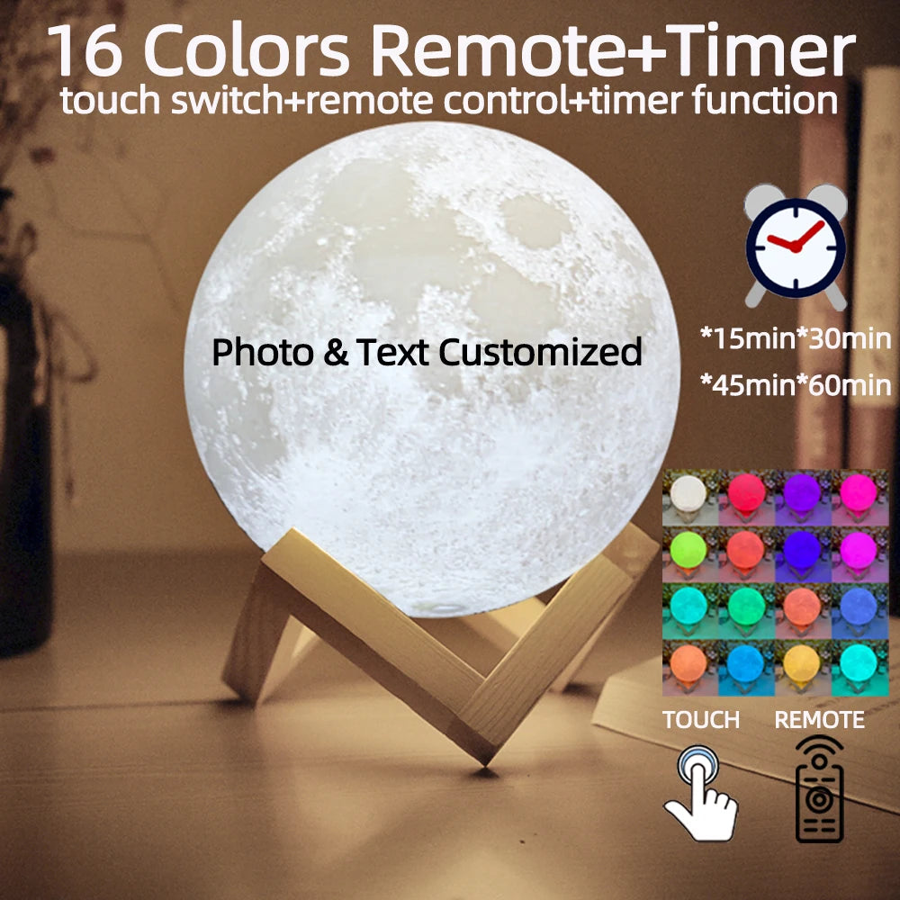 3D Printing Moon Lamp Personalized Photo Text Valentine's gift