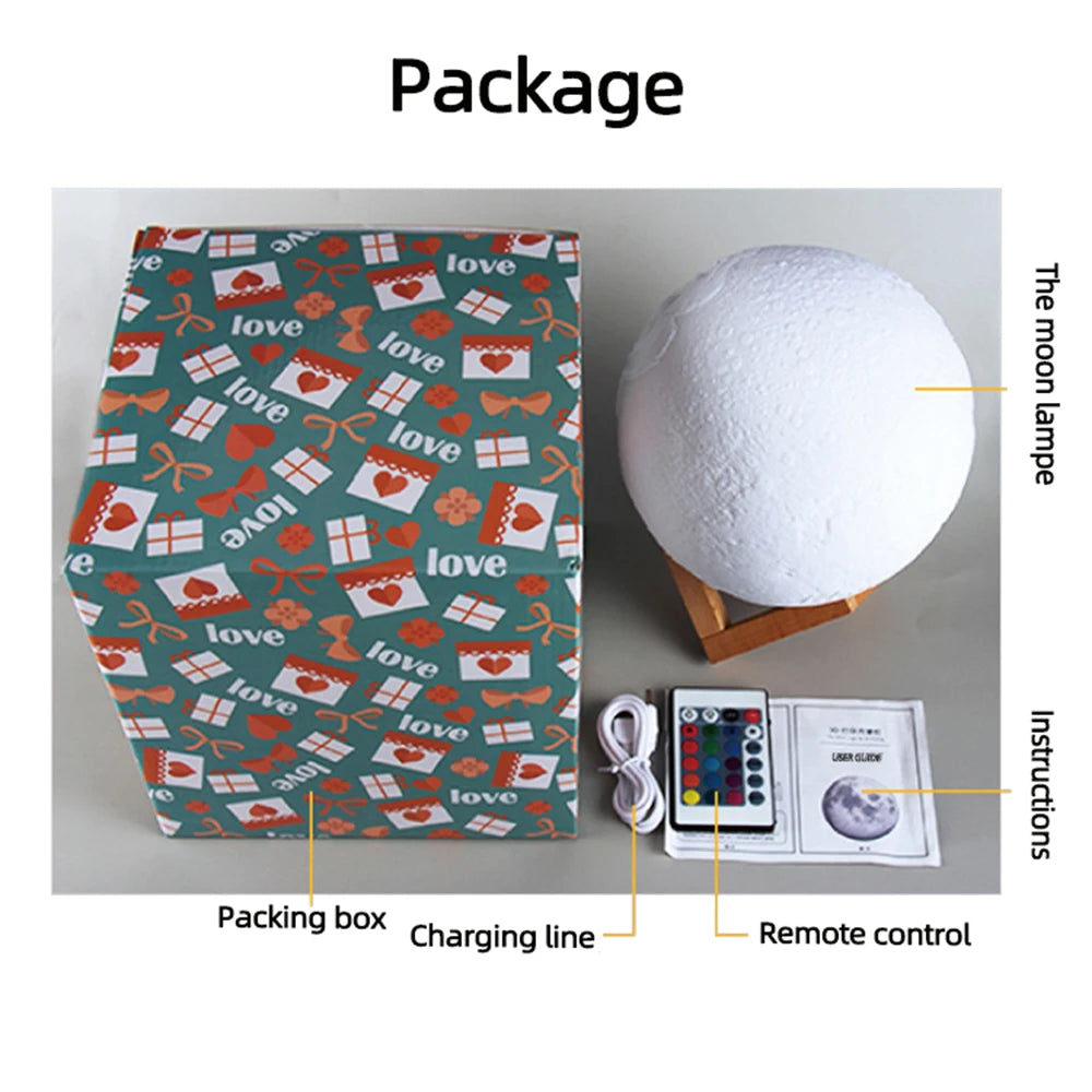 3D Printing Moon Lamp Personalized Photo Text Valentine's gift